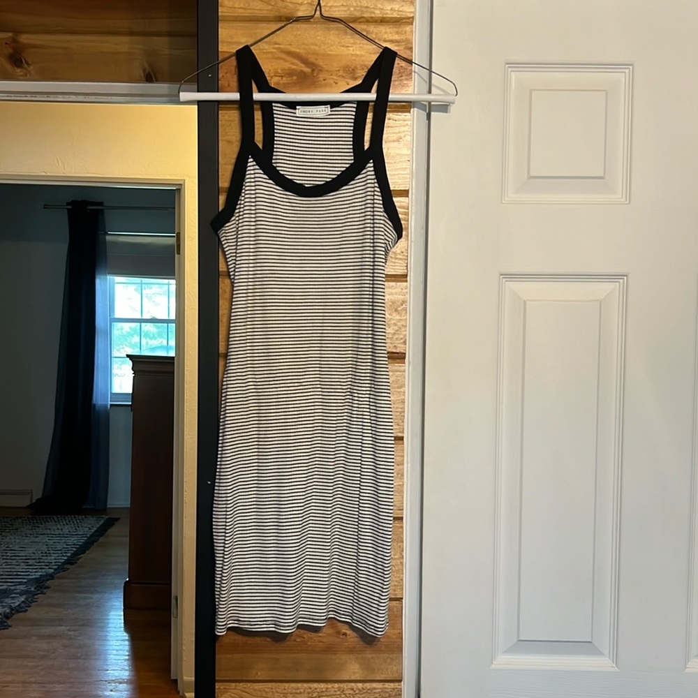 Black and white striped knit dress